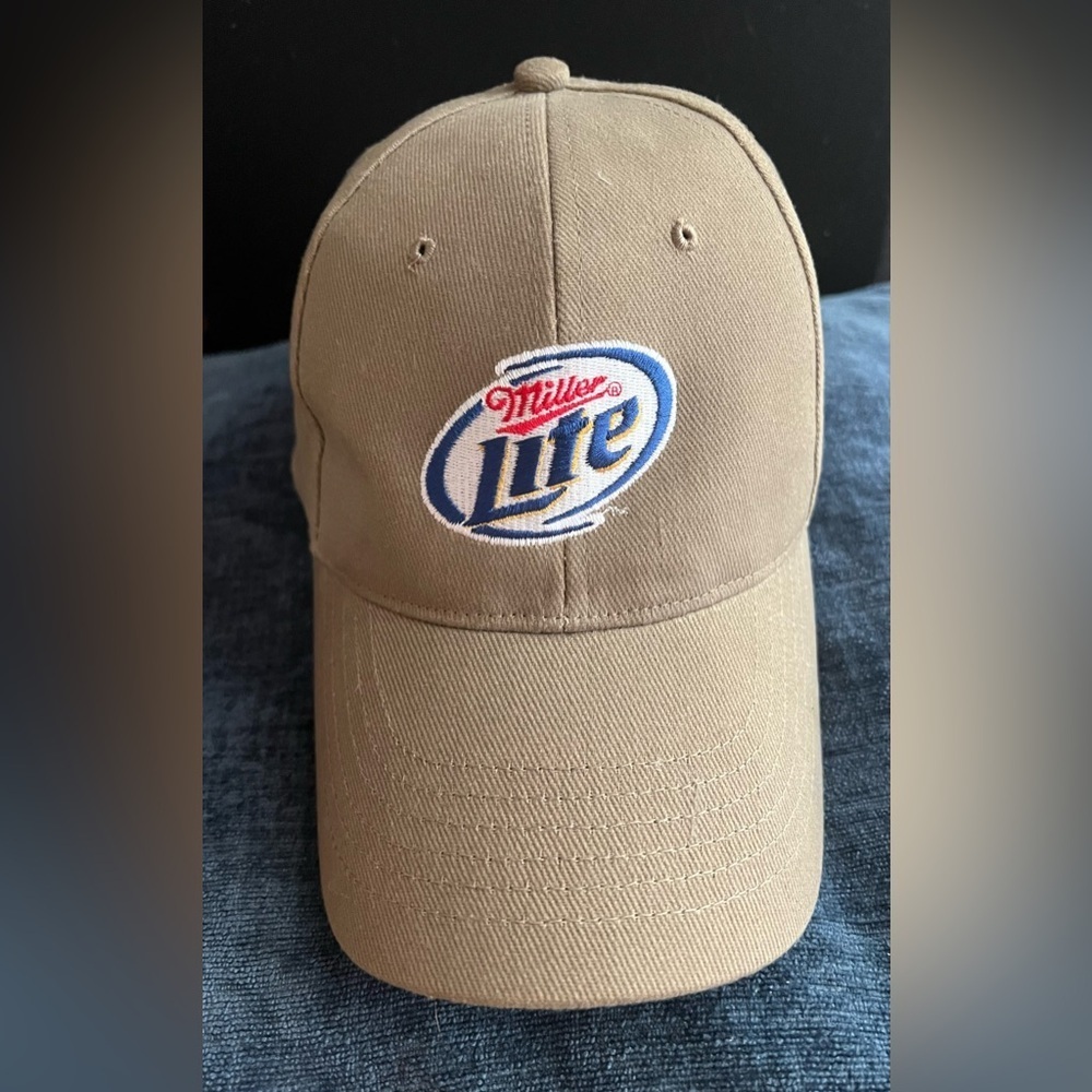 Miller Lite Beer Hat tan/brown BRH Baseball Cap Adjustable Beer Hat Drinking Cap